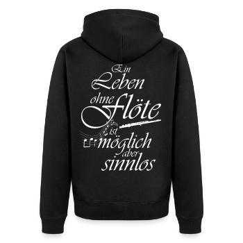 Flöte Instrument Querflöte Spielerin Orchester Mu - Unisex Premium Bio Zip Hoodie - Schwarz - Hinten - Nico (187cm)