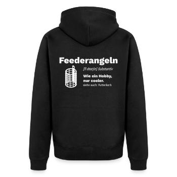Feederfischen Feederangeln Feedern Feeder Fishing - Unisex Premium Bio Zip Hoodie - Schwarz - Hinten - Nico (187cm)