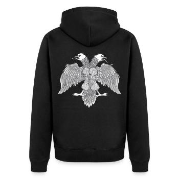 Albaner Albanien Albanischer Adler Doppeladler - Unisex Premium Bio Zip Hoodie - Schwarz - Hinten - Nico (187cm)