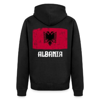 Albaner Albanien Albanischer Adler Doppeladler - Unisex Premium Bio Zip Hoodie - Schwarz - Hinten - Nico (187cm)