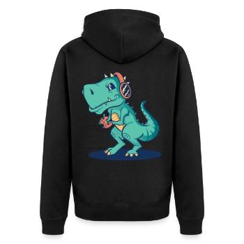 Dino Dinosaur T-rex Trex Tyrannosaurus Dinosaur - Unisex Premium Organic Zip Hoodie - black - Back - Nico (187cm)