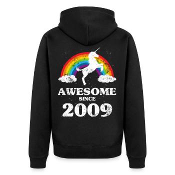 Vintage 2009 Year of Birth Birthday - Unisex Premium Organic Zip Hoodie - black - Back - Nico (187cm)