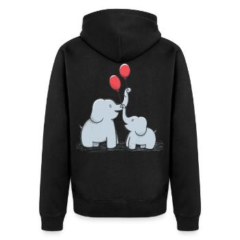 Doux éléphants Couple fête des mères Idée cadeau - Veste à capuche bio Premium Unisexe - noir - Dos - Nico (187cm)
