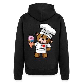 Teddy Eiscreme Konditor Süßigkeiten Eisdiele Kind - Unisex Premium Bio Zip Hoodie - Schwarz - Hinten - Nico (187cm)