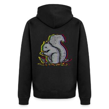 squirrel - Unisex Premium Organic Zip Hoodie - black - Back - Nico (187cm)