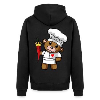 Teddy Bear Hot Chilli Chef Restaurant Kitchen. - Unisex Premium Organic Zip Hoodie - black - Back - Nico (187cm)