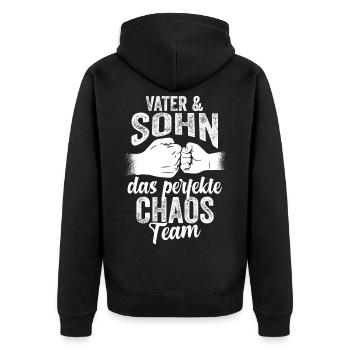 Vater Und Sohn Papa Vatertag - Unisex Premium Bio Zip Hoodie - Schwarz - Hinten - Nico (187cm)