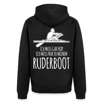 Ruderboot Rudern Ruderer Spruch - Unisex Premium Bio Zip Hoodie - Schwarz - Hinten - Nico (187cm)