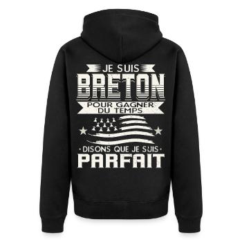 Je Suis Breton Humour - Veste à capuche bio Premium Unisexe - noir - Dos - Nico (187cm)