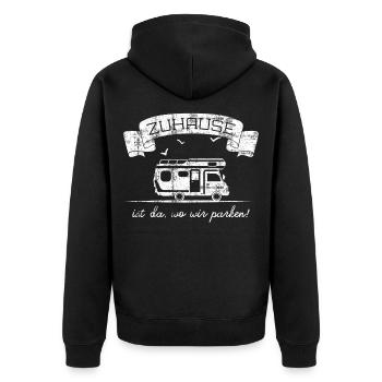 Camper maison est là où nous nous garons 1 - Veste à capuche bio Premium Unisexe - noir - Dos - Nico (187cm)
