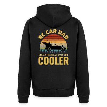 RC Auto 4 x 4 Offroad Vintage Retro Papa Väter Tag - Unisex Premium Bio Zip Hoodie - Schwarz - Hinten - Nico (187cm)