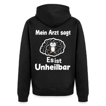 Pinguin Geschenk Flauschig Für Kaiserpinguin Tier - Unisex Premium Bio Zip Hoodie - Schwarz - Hinten - Nico (187cm)