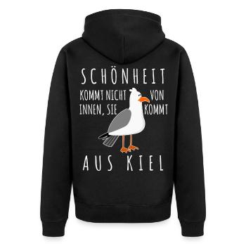Kiel Spruch Witz Möwe - Unisex Premium Bio Zip Hoodie - Schwarz - Hinten - Nico (187cm)