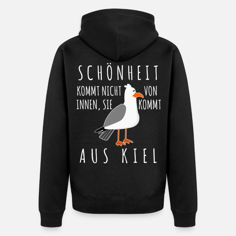 Kiel Spruch Witz Möwe - Unisex Premium Bio Zip Hoodie - Schwarz