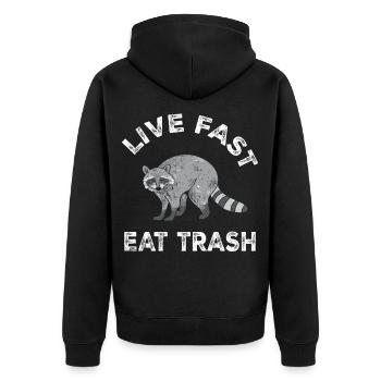 Waschbär Racoon Tier Geschenk Frettchen Marder - Unisex Premium Bio Zip Hoodie - Schwarz - Hinten - Nico (187cm)