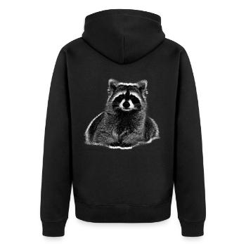 Waschbär Racoon Tier Geschenk Frettchen Marder - Unisex Premium Bio Zip Hoodie - Schwarz - Hinten - Nico (187cm)