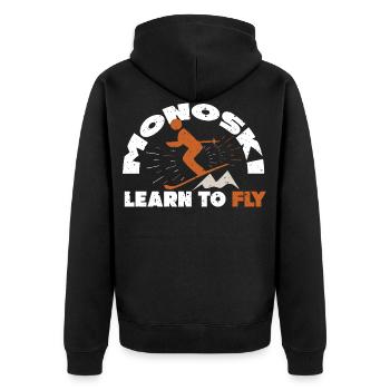 Monoski Geschenkidee Geschenk Monoskifahren Monosk - Unisex Premium Bio Zip Hoodie - Schwarz - Hinten - Nico (187cm)