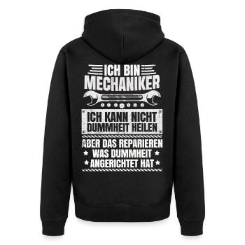 Mechaniker - Unisex Premium Bio Zip Hoodie - Schwarz - Hinten - Nico (187cm)