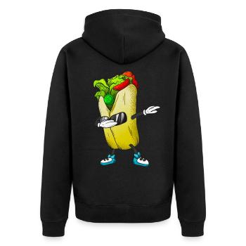 Dabbing Burrito Lustiges Mexikanisches Essen - Unisex Premium Bio Zip Hoodie - Schwarz - Hinten - Nico (187cm)