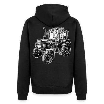 Tractor ,Trecker Steyr Austria/Farmer / Village Child - Unisex Premium Organic Zip Hoodie - black - Back - Nico (187cm)