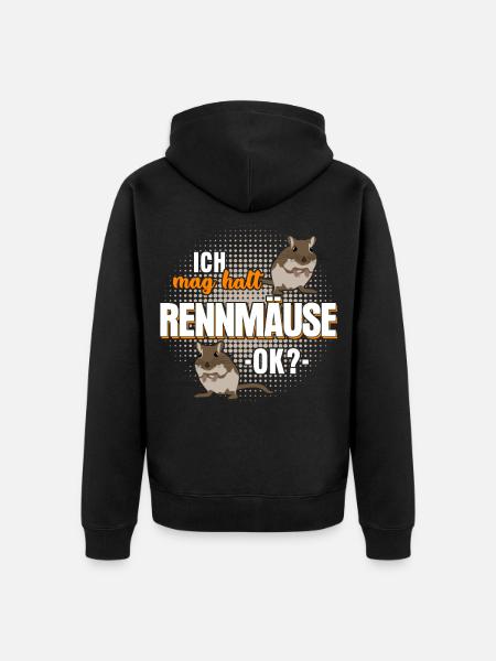 Rennmaus Rennmäuse Gerbil Spruch - Unisex Premium Bio Zip Hoodie - Schwarz