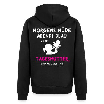 Tagesmutter Tagesmutti Babysitter Tagesmütter - Unisex Premium Bio Zip Hoodie - Schwarz - Hinten - Nico (187cm)