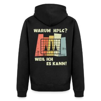 Chromatogramm liquid chromatography retro HPLC - Unisex Premium Bio Zip Hoodie - Schwarz - Hinten - Nico (187cm)