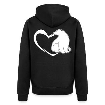 Polar Bear Polar Bear Heart - Unisex Premium Organic Zip Hoodie - black - Back - Nico (187cm)