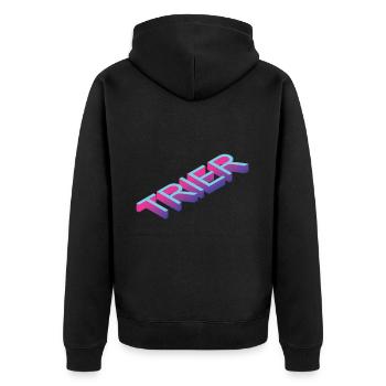 Trier - Unisex Premium Bio Zip Hoodie - Schwarz - Hinten - Nico (187cm)
