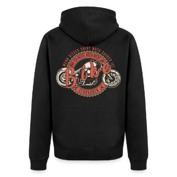 Wenn das noch sauber ist, war ich nicht am Bike. - Unisex Premium Bio Zip Hoodie - Schwarz - Hinten - Nico (187cm)