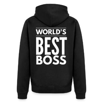 Worlds Bester Boss - Unisex Premium Bio Zip Hoodie - Schwarz - Hinten - Nico (187cm)