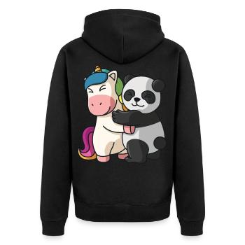 Einhorn Panda Einhörner niedliche Tiere knuddeln - Unisex Premium Bio Zip Hoodie - Schwarz - Hinten - Nico (187cm)