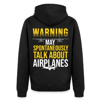 May Spontaneously Talk About Airplanes Aircraft Pi - Veste à capuche bio Premium Unisexe - noir - Dos - Nico (187cm)