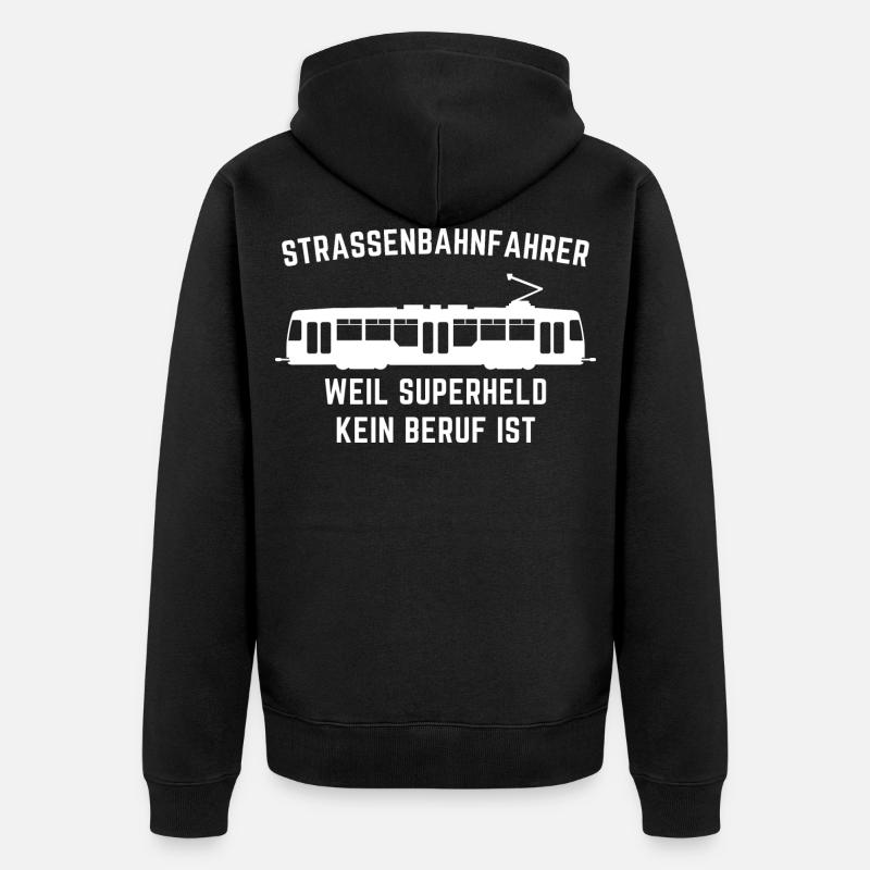 Strassenbahnfahrer Tramfahrer Trambahn Geschenk - Unisex Premium Bio Zip Hoodie - Schwarz