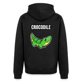 Crocodile! Krokodil! - Unisex Premium Bio Zip Hoodie - Schwarz - Hinten - Nico (187cm)