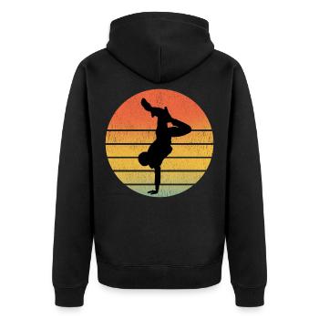 Breakdance Breakdancing Breakdancer Vintage Retro - Unisex Premium Bio Zip Hoodie - Schwarz - Hinten - Nico (187cm)