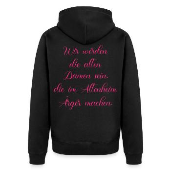 Die Alten Damen Die Im Altenheim Ärger Machen Fun - Unisex Premium Bio Zip Hoodie - Schwarz - Hinten - Nico (187cm)