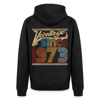 Vintage Since 1973 - Cadeau pour le 48e anniversaire - Veste à capuche bio Premium Unisexe - noir - Dos - Nico (187cm)