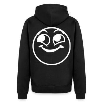 Emoji insolente croquis blanc - Veste à capuche bio Premium Unisexe - noir - Dos - Nico (187cm)