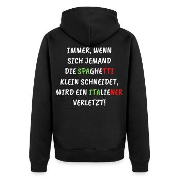 Spaghetti Italiener Italien - Unisex Premium Bio Zip Hoodie - Schwarz - Hinten - Nico (187cm)