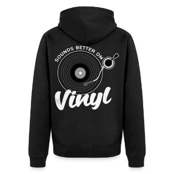 Vinyle - Veste à capuche bio Premium Unisexe - noir - Dos - Nico (187cm)