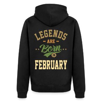 Légendes sont nés en Février Anniversaire Design - Veste à capuche bio Premium Unisexe - noir - Dos - Nico (187cm)