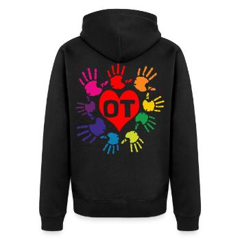 therapy - Unisex Premium Organic Zip Hoodie - black - Back - Nico (187cm)