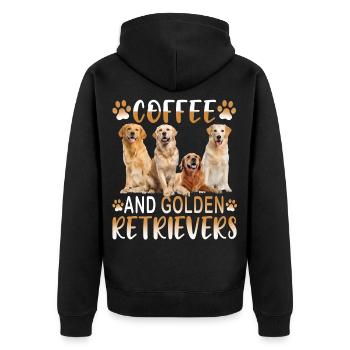 Golden Golden Retriever Hund Kaffee - Unisex Premium Bio Zip Hoodie - Schwarz - Hinten - Nico (187cm)