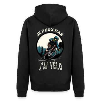 J'Peux Pas J'ai Vélo Humour Cadeau Drôle Cycliste - Veste à capuche bio Premium Unisexe - noir - Dos - Nico (187cm)