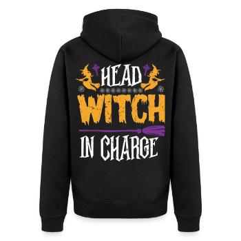 198 Hexe Design Halloween Geschenk Geburtstag verrückte Kunst - Unisex Premium Bio Zip Hoodie - Schwarz - Hinten - Nico (187cm)