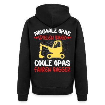 Baggerfahrer cooler Opa Baumaschine Bagger Fahrer - Unisex Premium Bio Zip Hoodie - Schwarz - Hinten - Nico (187cm)