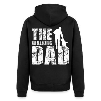 The walking dad - Unisex Premium Bio Zip Hoodie - Schwarz - Hinten - Nico (187cm)