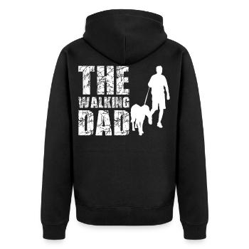 The walking dad - Unisex Premium Bio Zip Hoodie - Schwarz - Hinten - Nico (187cm)