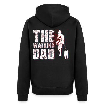 The walking dad - Unisex Premium Bio Zip Hoodie - Schwarz - Hinten - Nico (187cm)